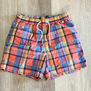 Polo Ralph Lauren Plaid Patchwork Lined Swim Trunks Men's Size L